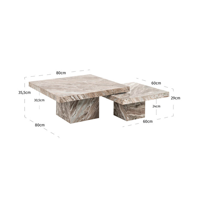 Salontafel Rashford Blush beige (Set of 2)