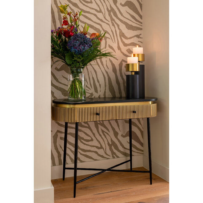 Console Ironville gold 2-drawers