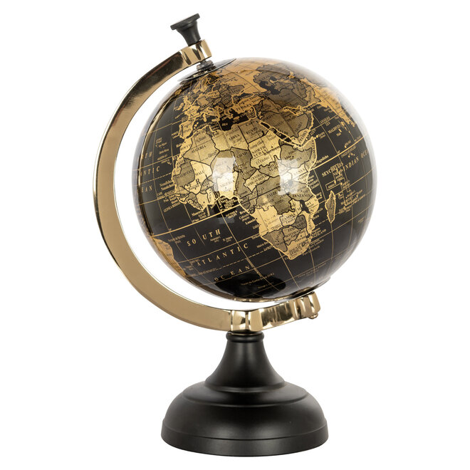 Decoratief object Jilly black world globe on stand