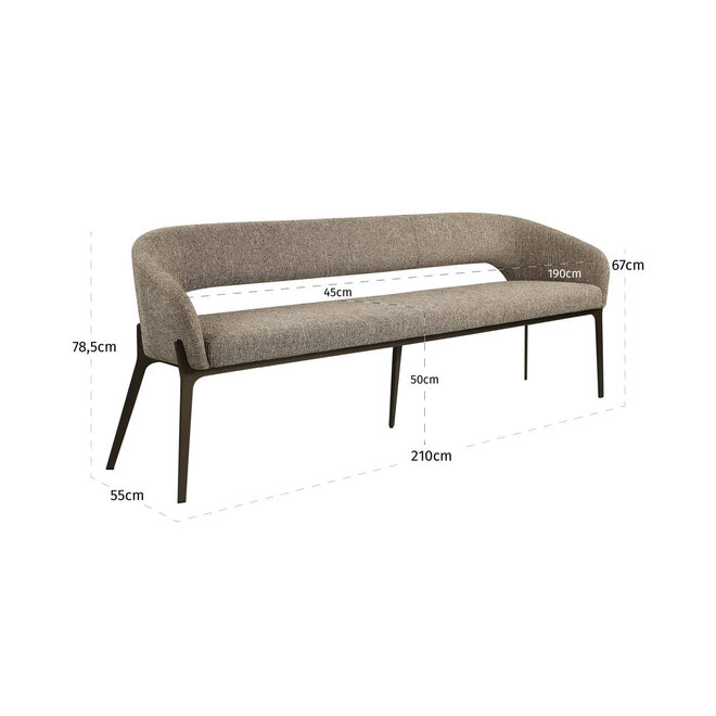 Eetkamer bank Kenzi brown tweed
