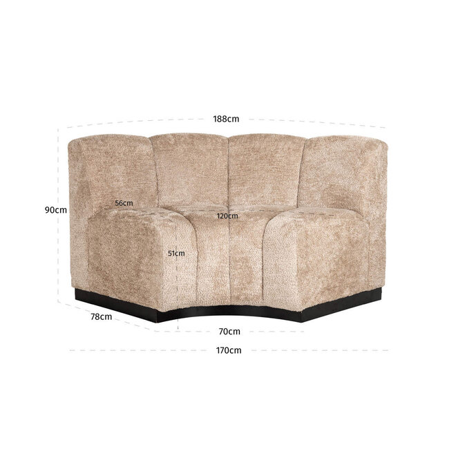 Eetkamer bank Hillpark lovely beige round corner