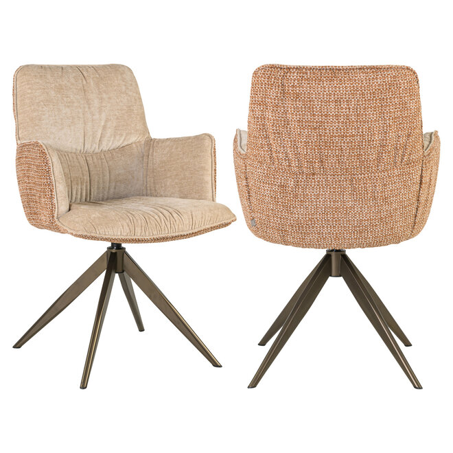 Eetkamerstoel Chase ginger jacquard swivel