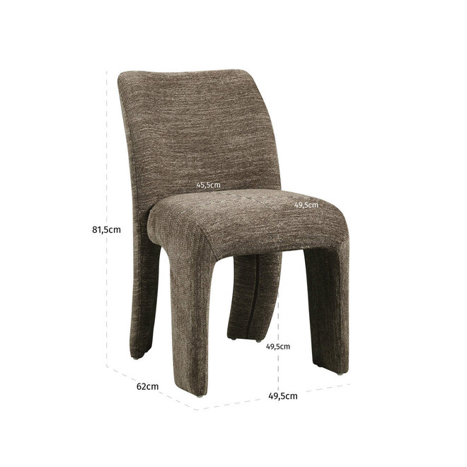 Eetkamerstoel Maya brown softweave (Set of 2)