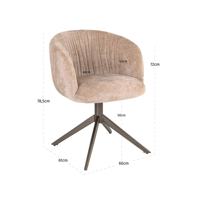 Eetkamerstoel Cassi sand soft swivel
