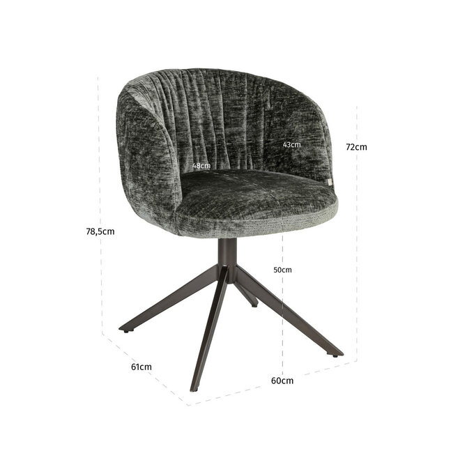Eetkamerstoel Cassi sage chenille swivel