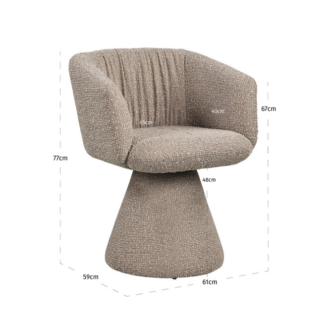 Eetkamerstoel Madeline mocca chunky swivel