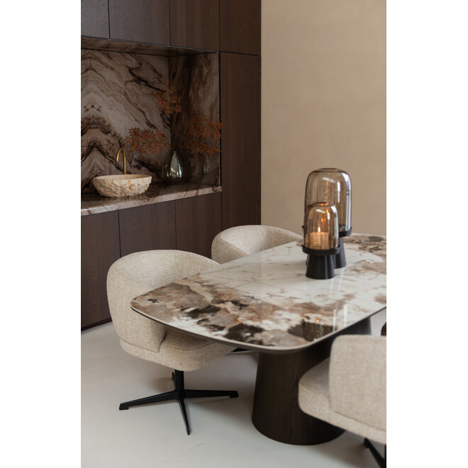 Eetkamerstoel Dinan cream tweed fire retardant - swivel