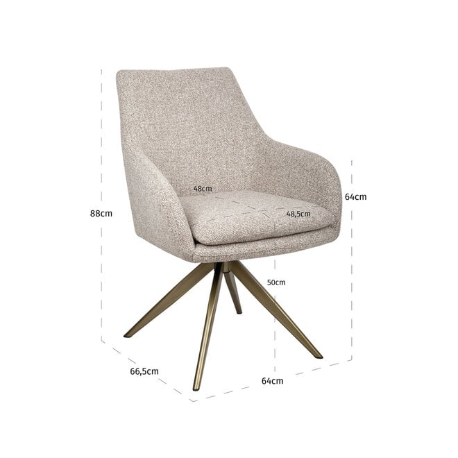 Eetkamerstoel Lisonne cayenne brown swivel fire retardant