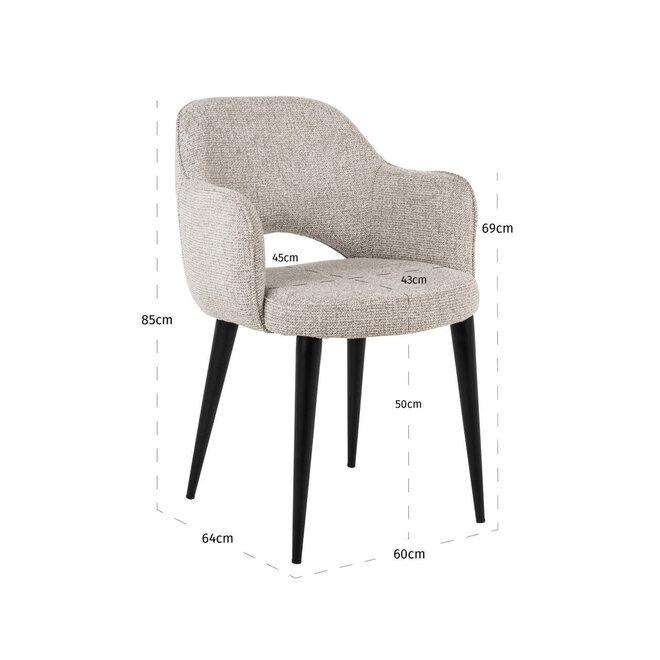 Eetkamerstoel Giovanna natural fancy fire retardant
