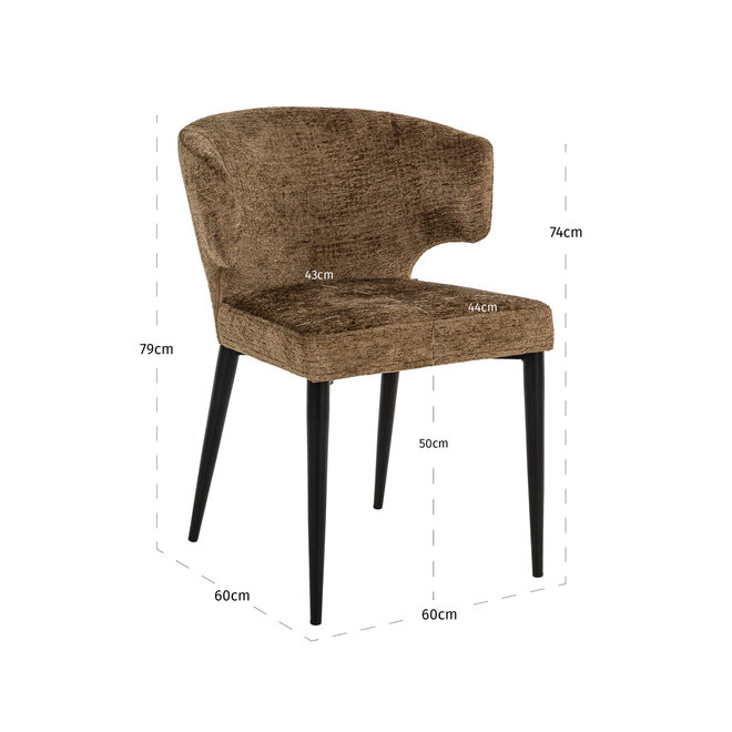 Eetkamerstoel Taylor brandy fusion fire retardant