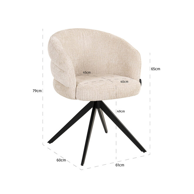 Eetkamerstoel Serenity niagara beige swivel fire retardant