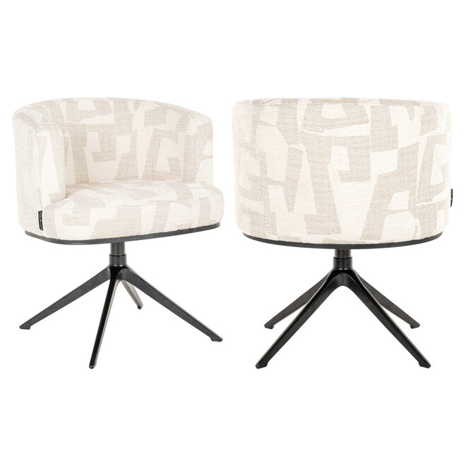 Eetkamerstoel Cheyenne beige graffic swivel