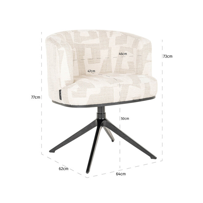 Eetkamerstoel Cheyenne beige graffic swivel