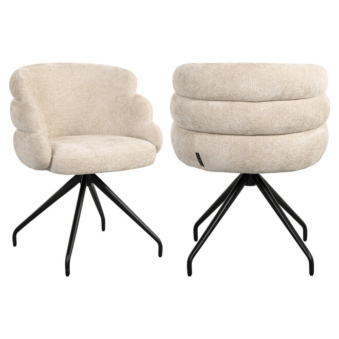 Eetkamerstoel Kayla cream unicorn swivel