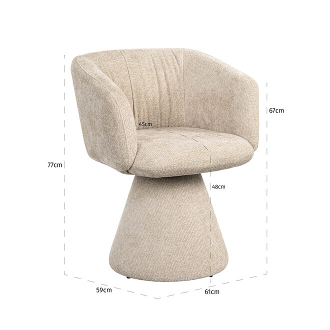 Eetkamerstoel Madeline cream unicorn swivel