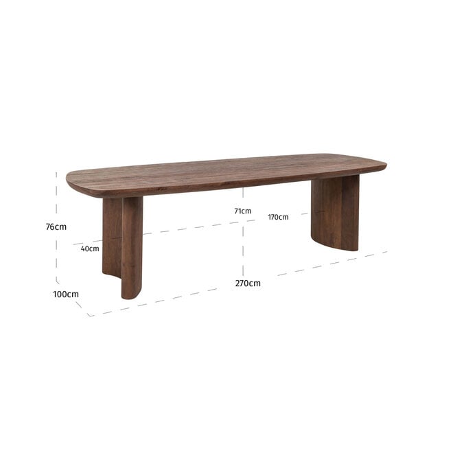 Eettafel Baldwin spicebrown 270