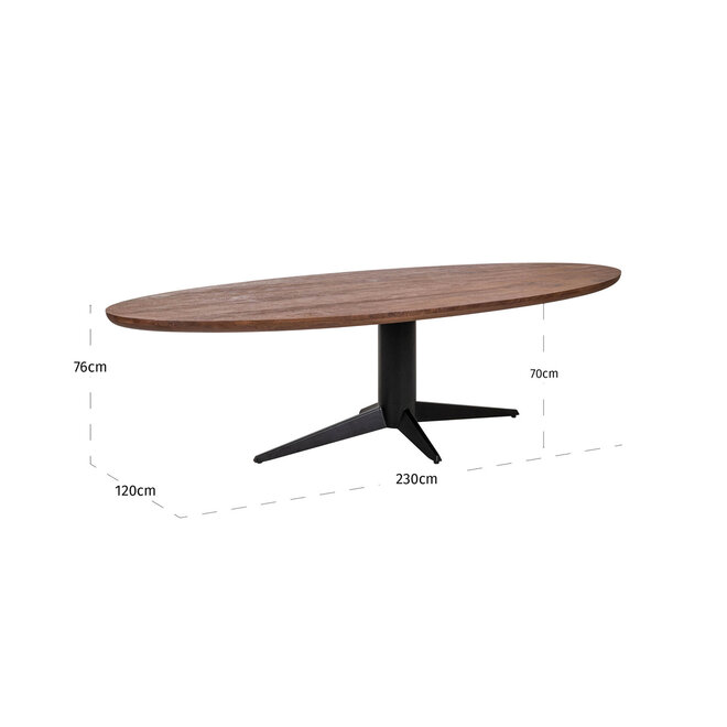 Eettafel Stafford spicebrown oval 280