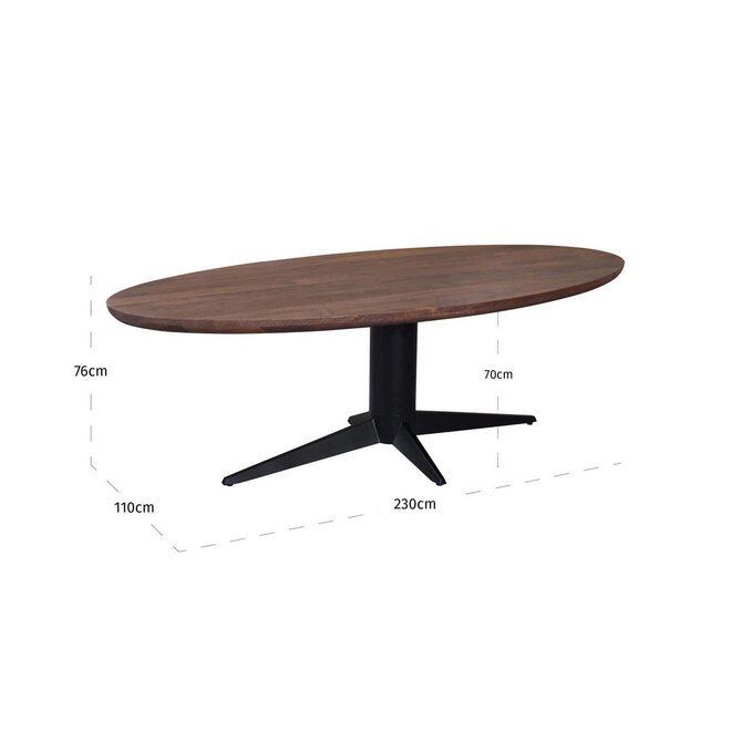 Eettafel Stafford spicebrown oval 230