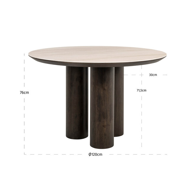 Eettafel Ritz brown 120Ø