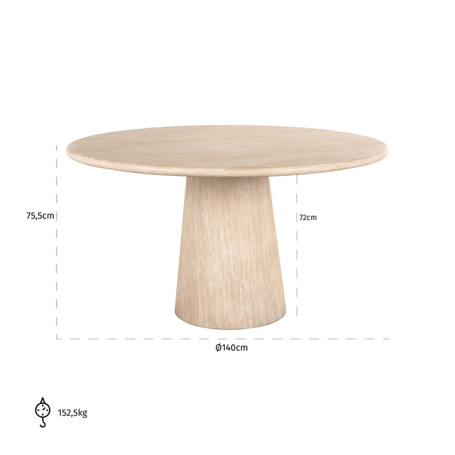 Eettafel Fictus beige 140Ø