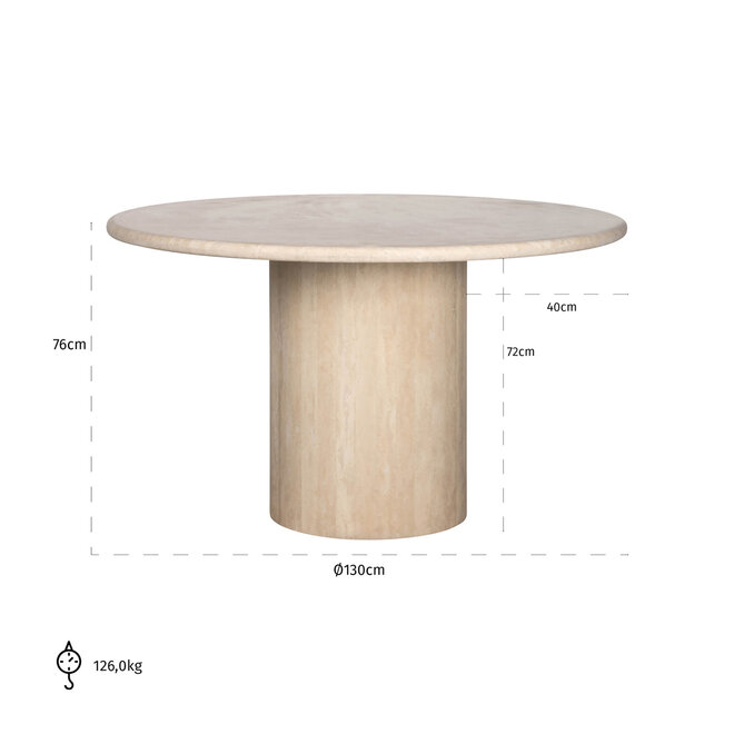 Eettafel Alexander Jones beige 130Ø (Renaissance)