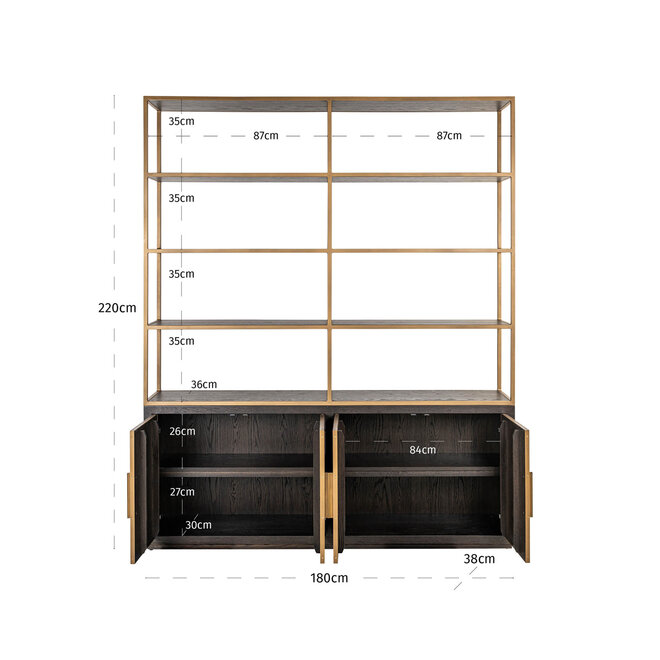 Wandkast Carter brown large 4-doors