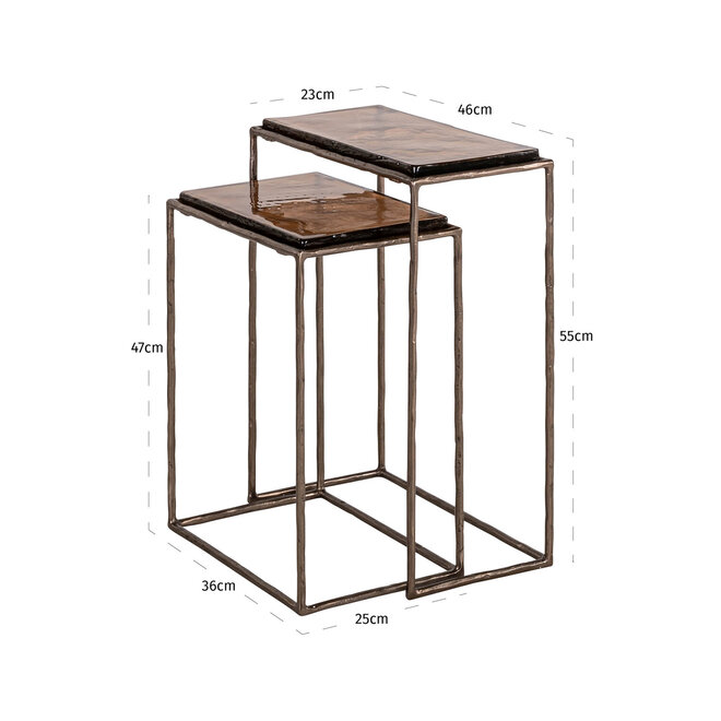 Bijzettafel Villano bronze (Set of 2)
