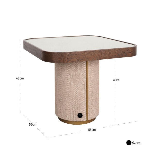 Bijzettafel Willox beige including glass