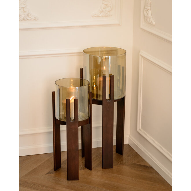 Windlicht Paige walnut small