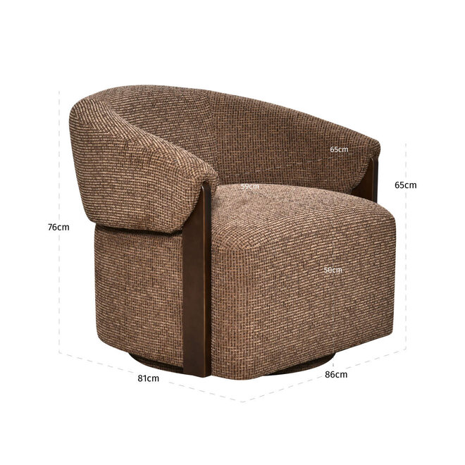 Lounge stoel Marina brown blockweave swivel fire retardant