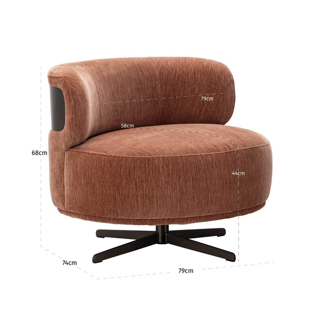 Lounge stoel Lauren be straight mocha mousse swivel