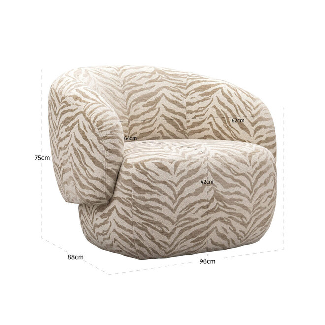 Lounge stoel Milano beige tiger