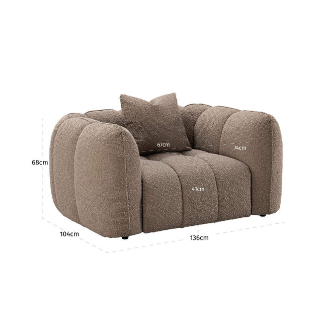 Lounge stoel Hogan mocca chunky fire retardant