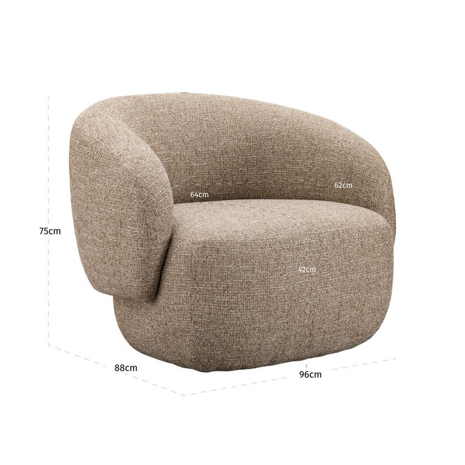 Lounge stoel Milano sand tweed fire retardant