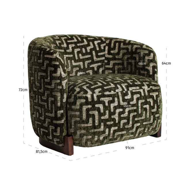 Lounge stoel Hannah moss labyrinth fire retardant