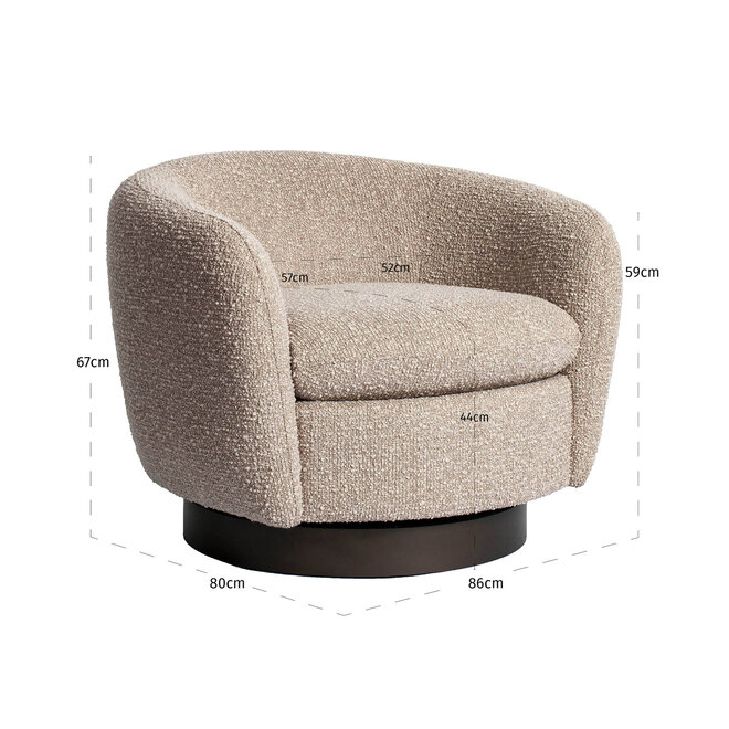 Lounge stoel Colmar natural chunky swivel