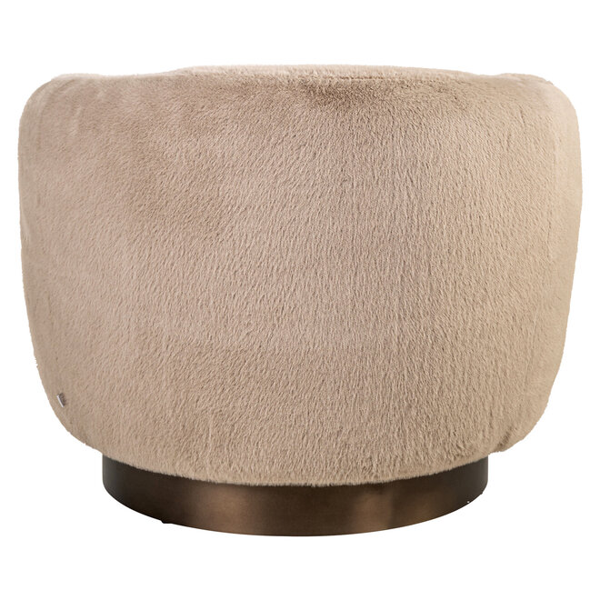 Lounge stoel Colmar khaki fluffy swivel