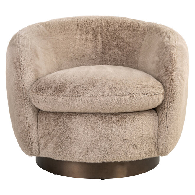 Lounge stoel Colmar khaki fluffy swivel