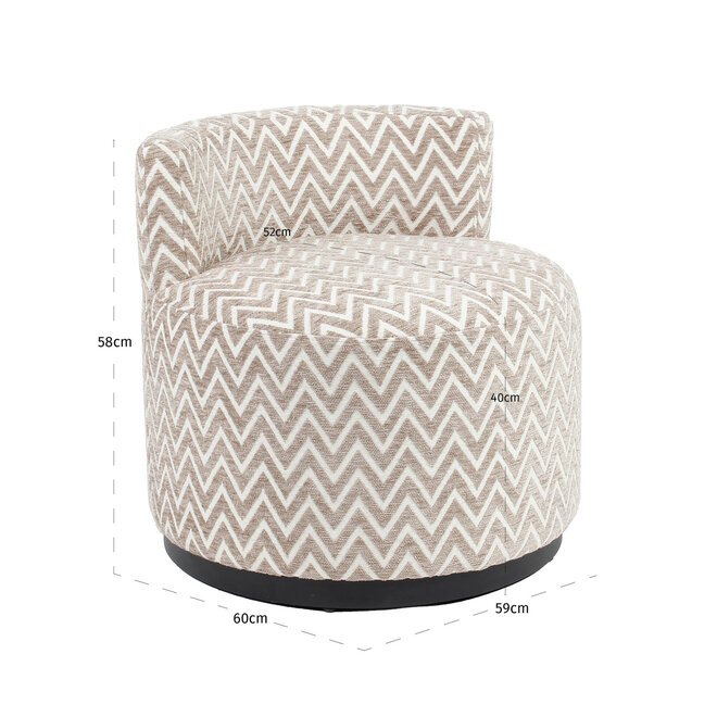Lounge stoel Franny sand chevron