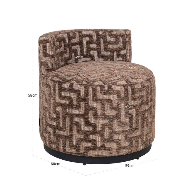 Lounge stoel Franny brown labyrinth