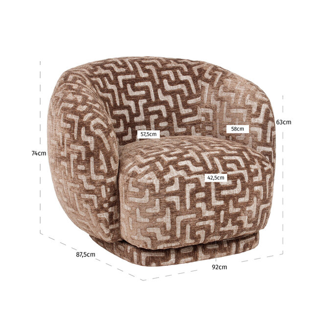 Lounge stoel Negreslo brown labyrinth swivel