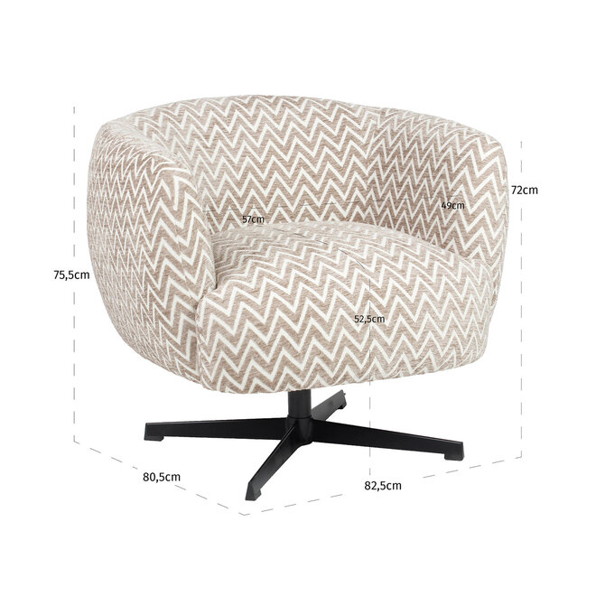 Lounge stoel Estelle sand chevron swivel