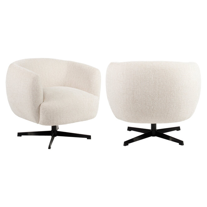 Lounge stoel Estelle beige blockweave swivel