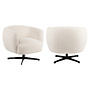 Lounge stoel Estelle beige blockweave swivel
