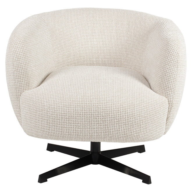 Lounge stoel Estelle beige blockweave swivel