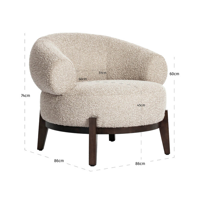 Lounge stoel Montana natural chunky fire retardant
