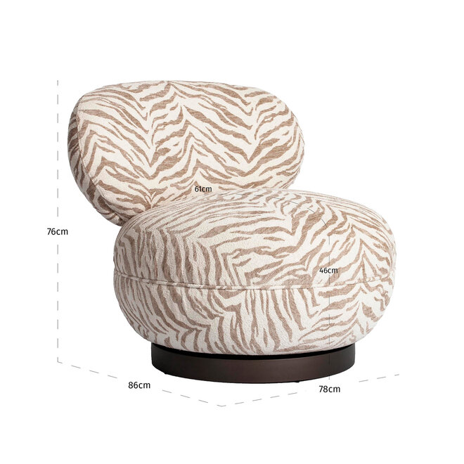 Lounge stoel Jace beige tiger swivel