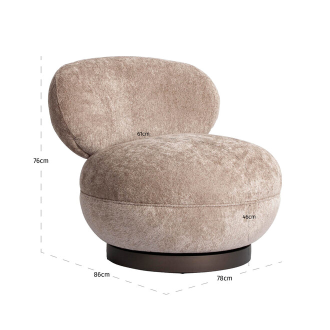 Lounge stoel Jace be easy sand swivel fire retardant