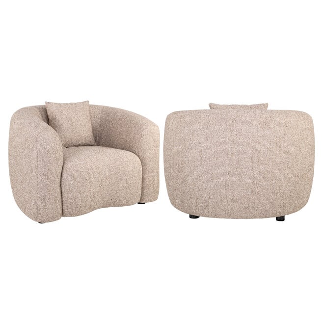 Lounge stoel Luxandra sand tweed fire retardant