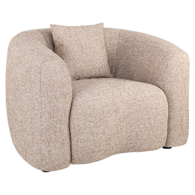 Lounge stoel Luxandra sand tweed fire retardant